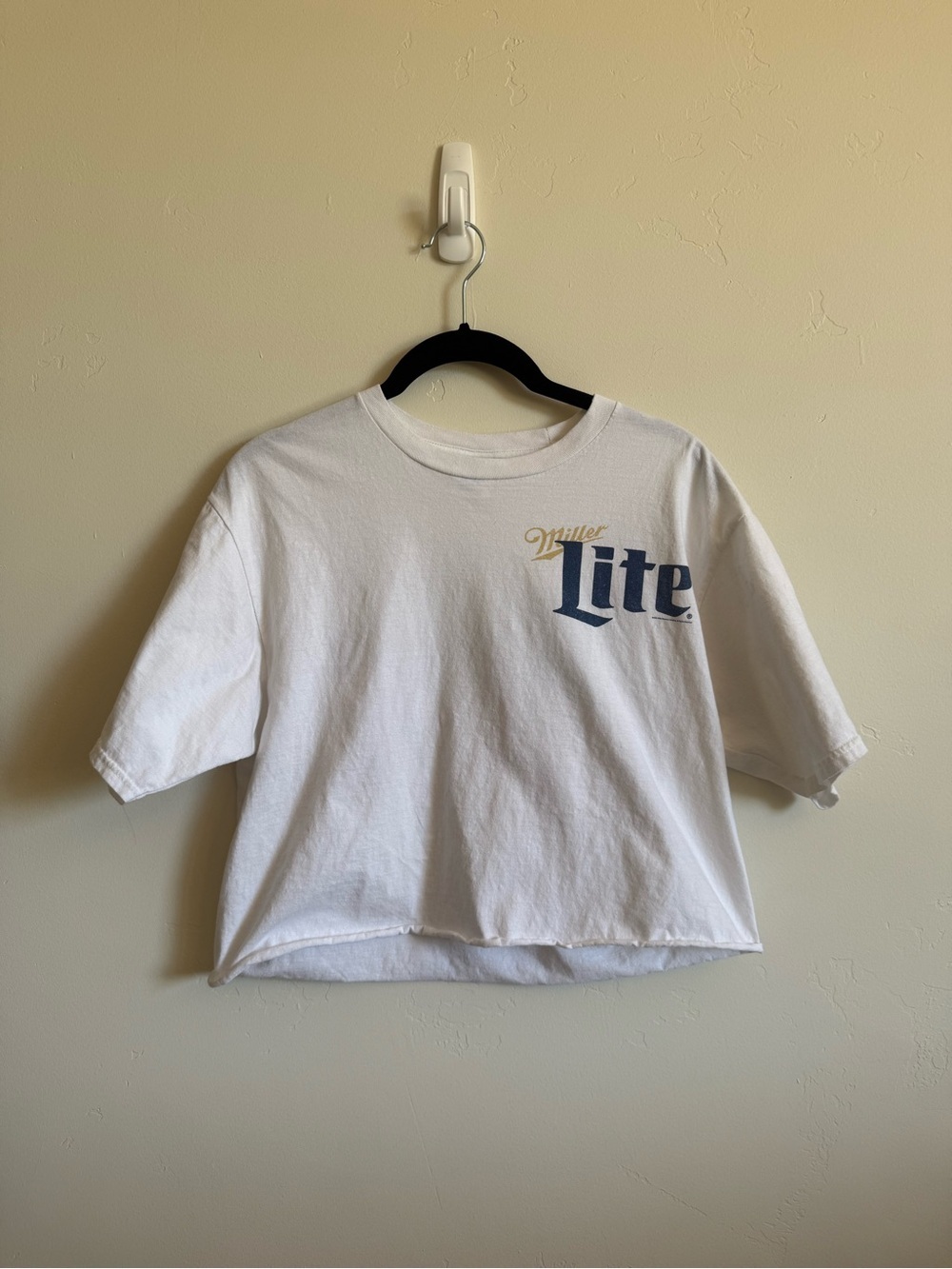 Miller Lite Graphic T Shirt Cropped Cut Hem 100% Cotton